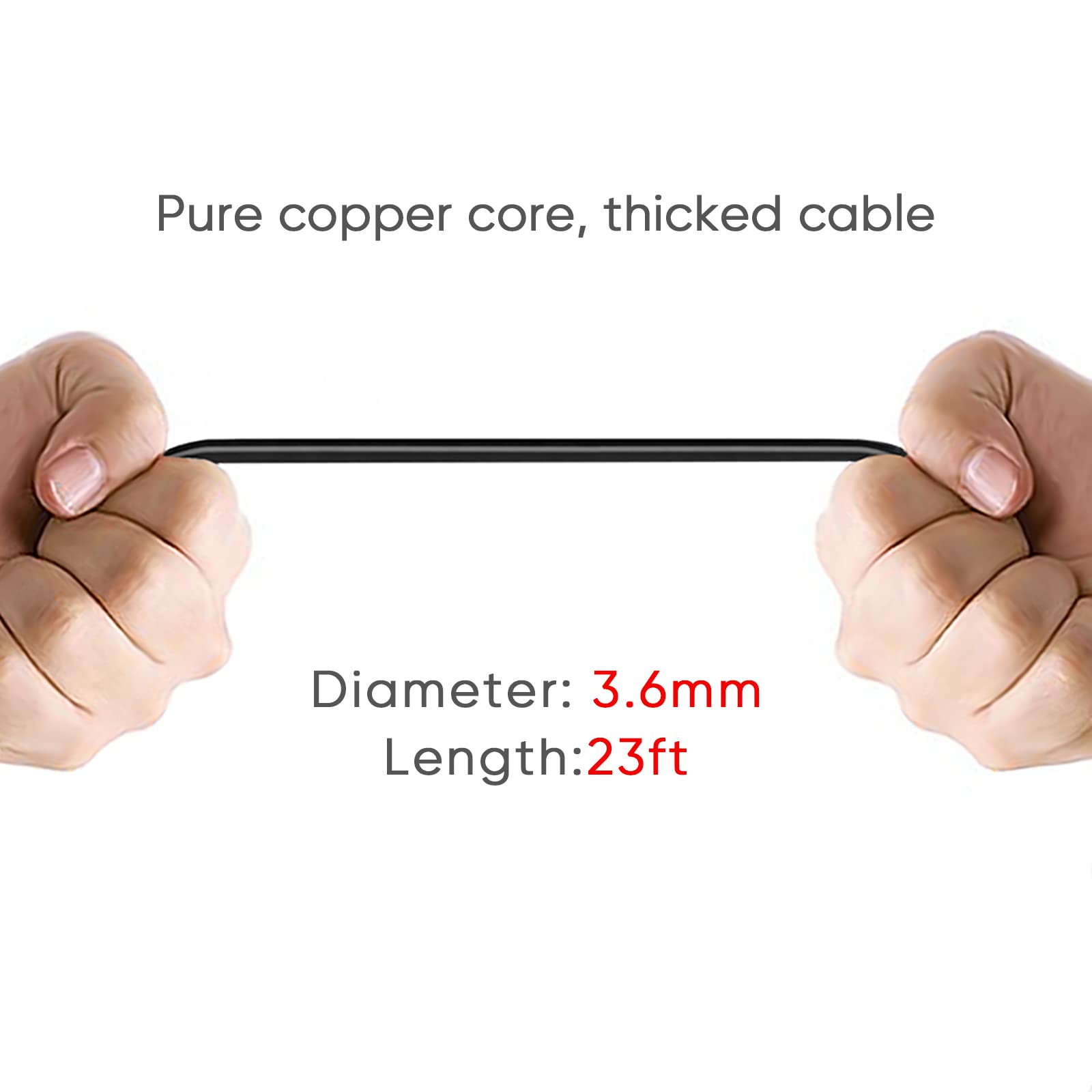 Dash Cam Rear Camera Cable,23 Ft 5 Pin To 2.5Mm Male Plug Wire For Mirror Camera Rear View Camera,Car Recorder Reverse Camera Ba