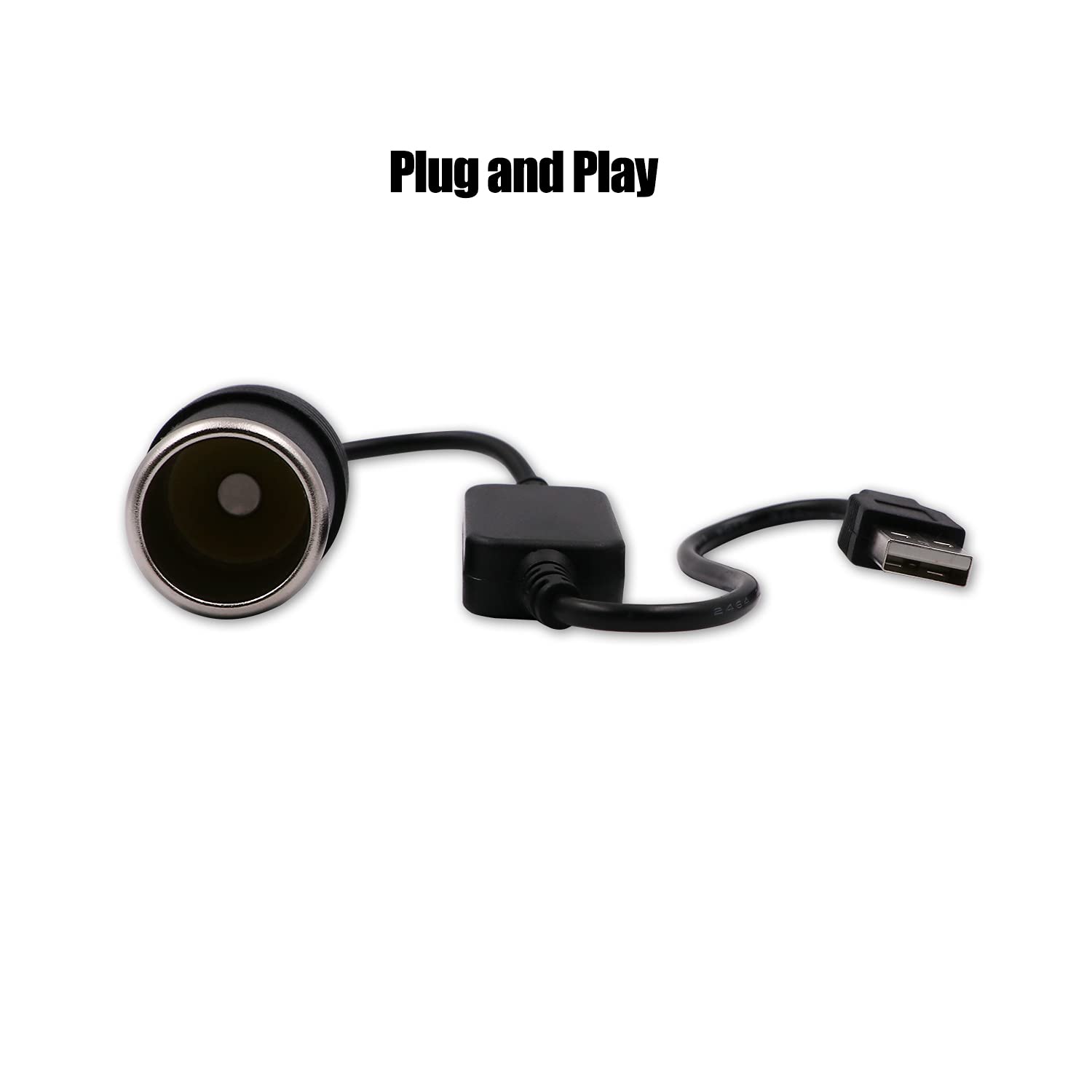 Usb A Male To 12V Car Cigarette Lighter Socket Female Converter Cable (8W Max)