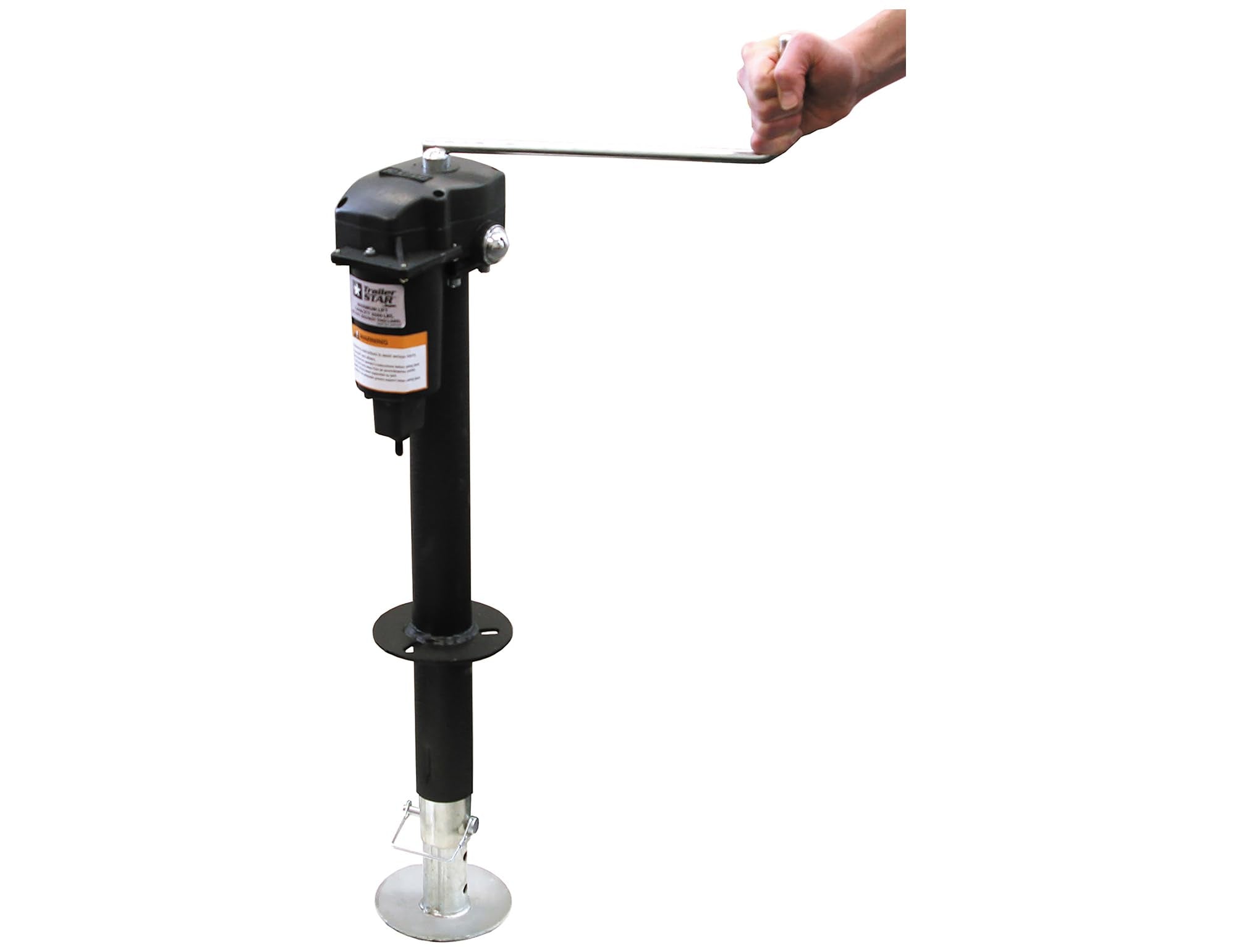 Buyers Products 0093500 12 Volt Electric Trailer Jack, 3500lb Capacity, Pre-Wired 7-Way RV Type Trailer Connector With Manual Ha