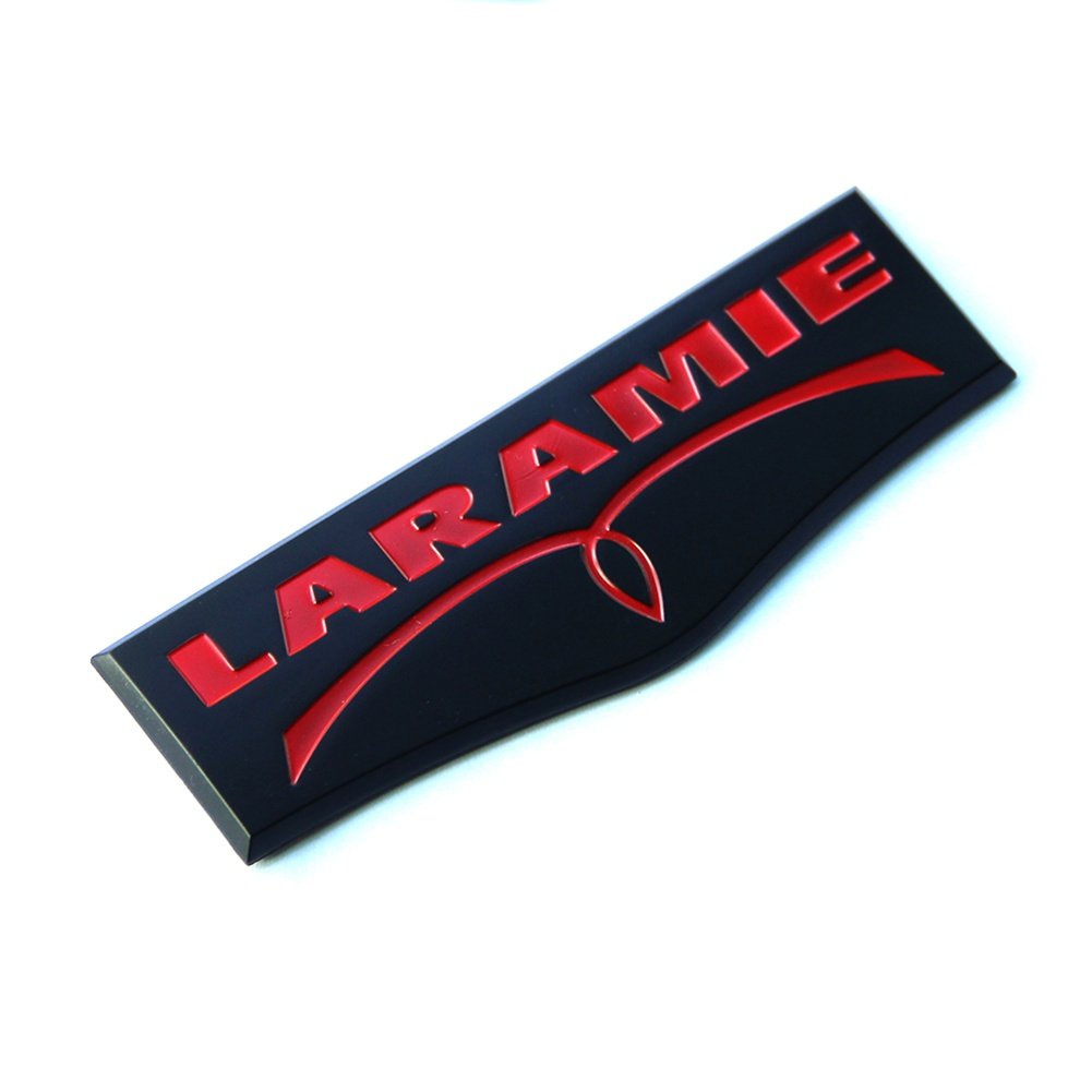 1Pc Oem Laramie Tailgate Emblem Badge 3D Laramie Nameplate Replacement For 1500 2500 3500 Black Red