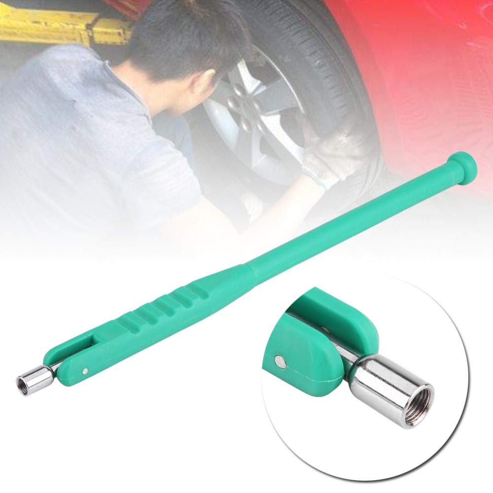 Keenso Tire Valve Stem Puller Rod Tool with Valve Core Remover, No Scratch Green Plastic Handle, Tire Tool, Tire and Wheel Repai
