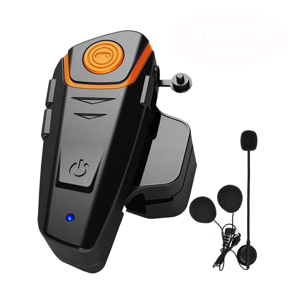 Dgakcvb Motorcycle Bluetooth Headset, Bt-S2 Bluetooth 5.0 Helmet Intercom Headset Up To 3 Riders 1000M Helmet Communication Syst