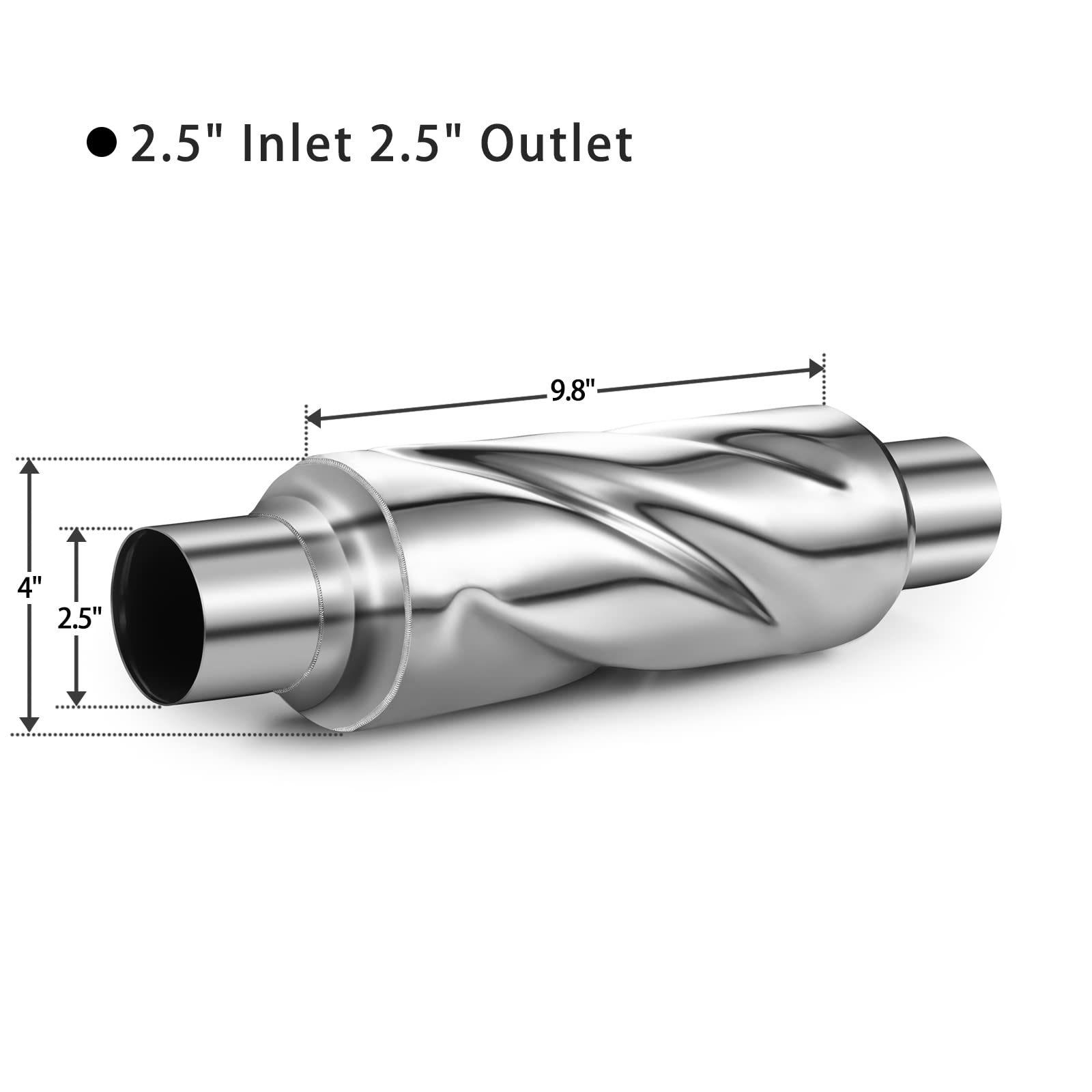 Peastorm Glasspack 2.5 Inch Muffler Exhaust Pipe, Universal Performance Resonator Dual Loud Exhaust Tip 2.5 Inch Inlet For Trucks Car
