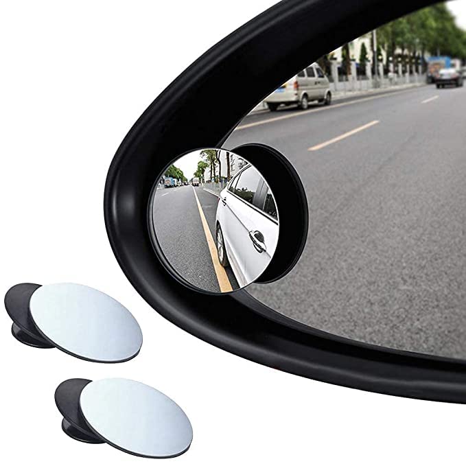 CarEmpire Car Blind Spot Mirror, 2 Round HD Glass Frameless Convex Rear View Mirror with wide angle Adjustable Stick for any Ca