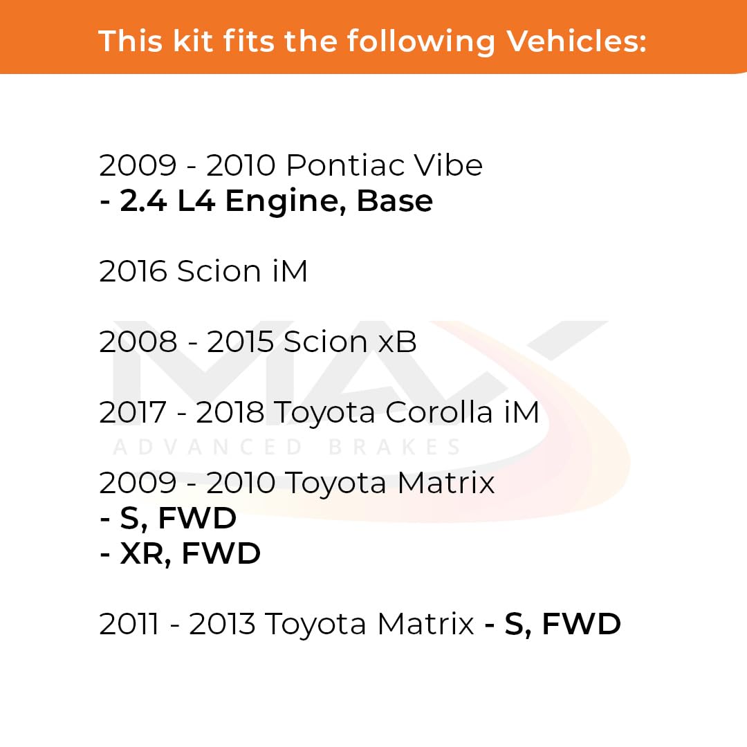 Max Advanced Brakes Rear Brake Kit Compatible With 2009 2010 Toyota Corolla Im Matrix Compatible With Pontiac Vibe Replacement C
