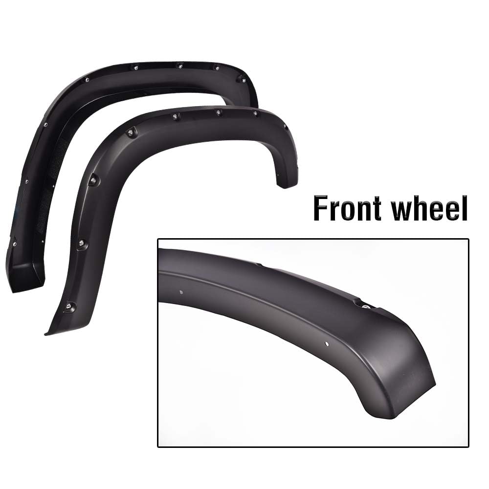 CROSSDESIGN Pocket Style Smooth Black Wheel Cover Protector Fender Flares Compatible with GMC Sierra 1500 All Beds 2007-2013,4pc