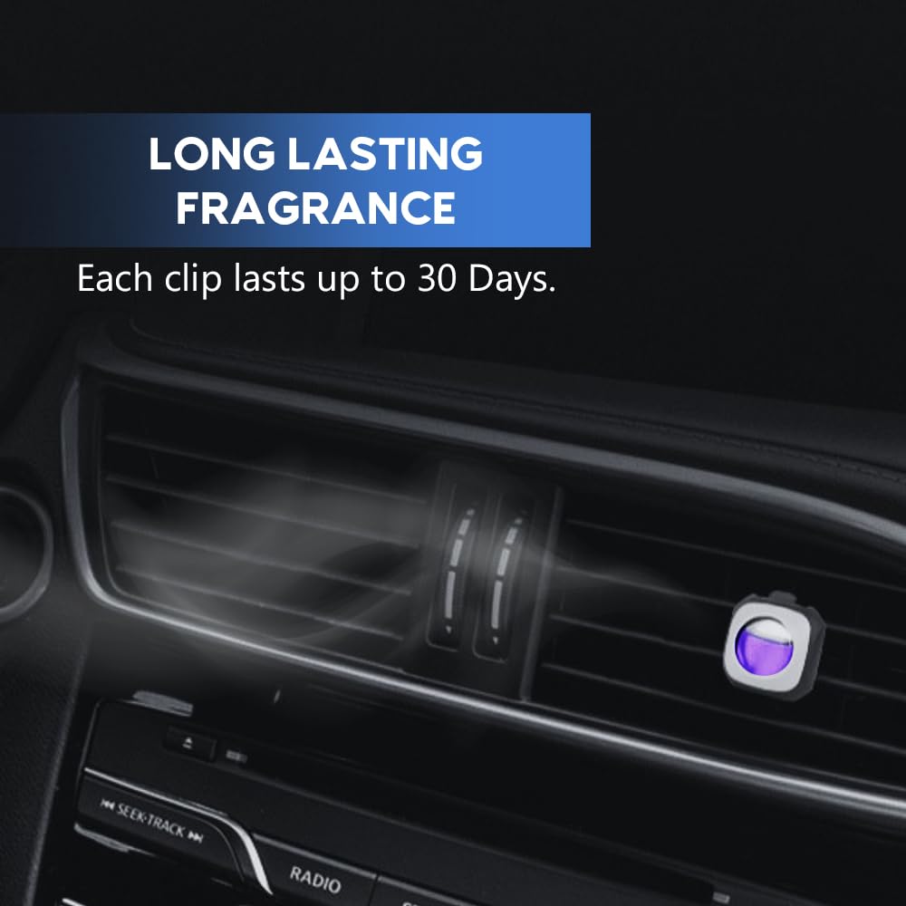 Air Jungles Lavender Scent Car Air Freshener Clip, 6 Vent Clips, 4Ml Each, Long Lasting Air Freshener, Up To 180 Days Car Refres