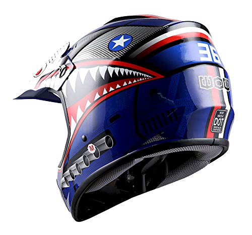 Wow Youth Kids Motocross Bmx Mx Atv Dirt Bike Moutain Helmet Shark Blue