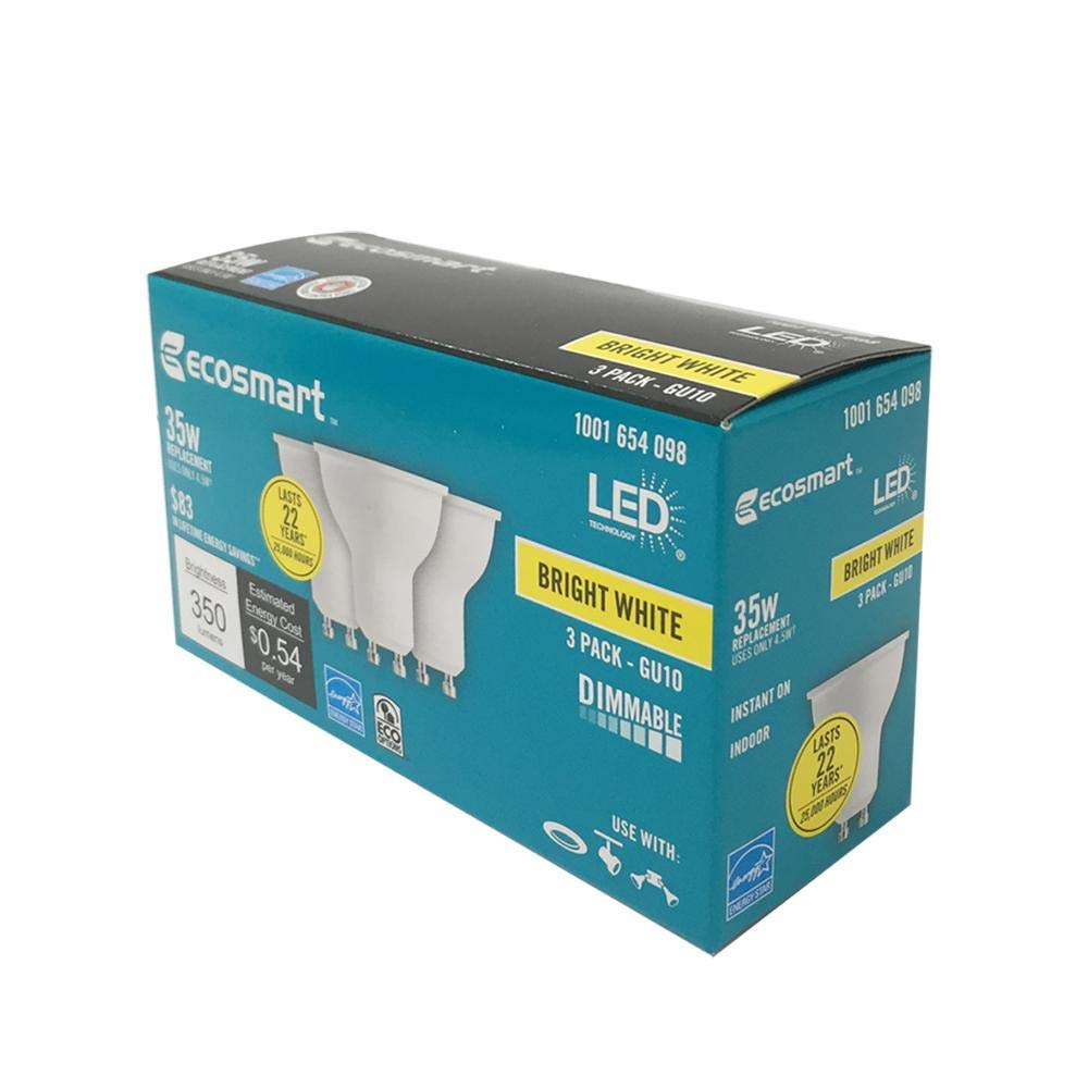 35W Equivalent Bright White Mr16 Gu10 Dimmable Led Light Bulb (3-Pack) 1001654098