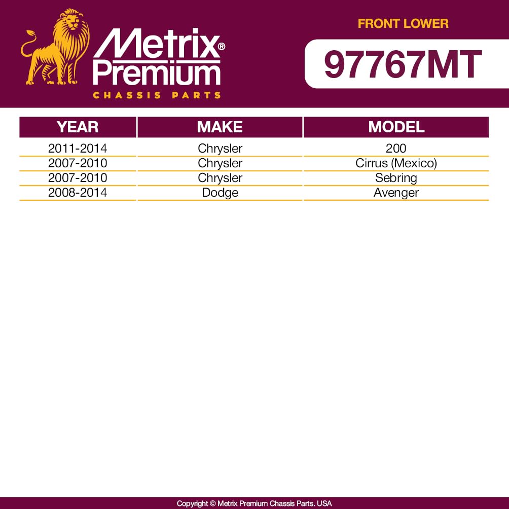 Metrix Premium Chassis Parts - 4 Pc Front Lower Control Arm & Ball Joint Kit Fits 11-14 Chrysler 200, 07-10 Sebring, 08-14 Dodge
