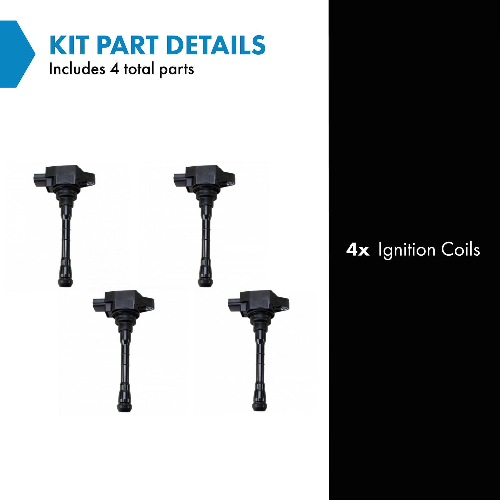 Trq Ignition Coil Set Compatible With 2019-2023 Nissan Altima 2018-2021 Kicks 2021 Rogue 2020-2021 Versa