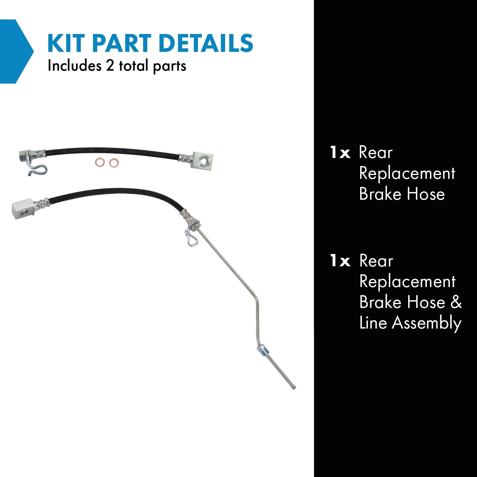 Trq Rear Brake Hose Set Compatible With 2004-2008 Ford F-150 2006-2007 Lincoln Mark Lt