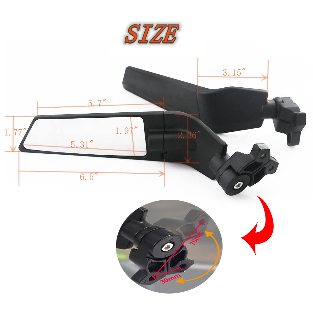 Spauto Motorcycle Side Mirrors, Adjustable Stealth Mirrors Fit For 2018-2023 Kawasaki Ninja 400/650 Zx10R/Zx6R/Zx-636 Honda Cbr6