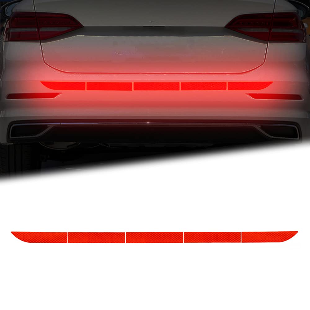 Blakaya Reflective Rear Bumper Sticker Car Trunk Reflective Strips Diamond Grade Night Visibility Warning Tapes (6Pcs Red)