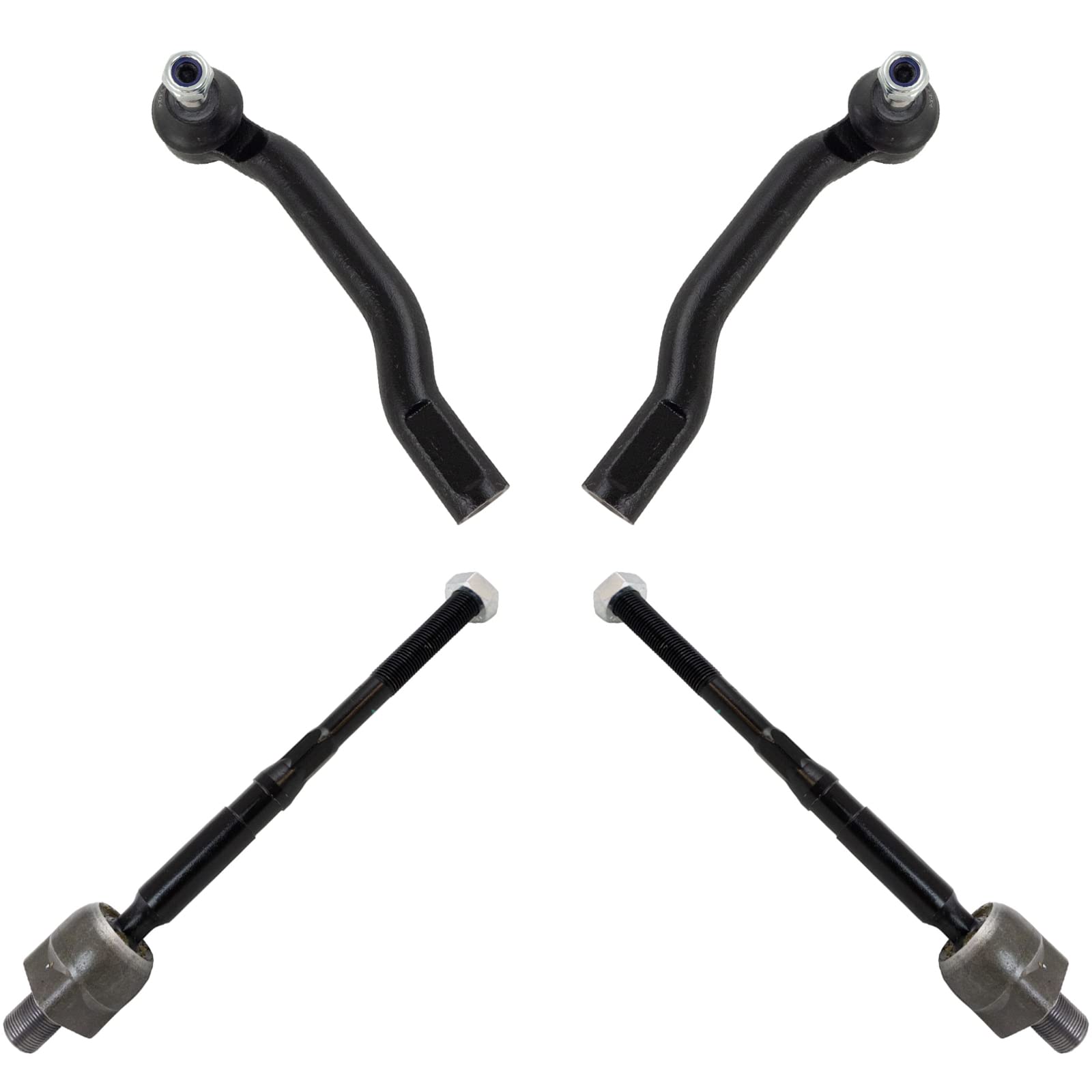 Trq Front Inner And Outer Tie Rod Set Compatible With 2011-2017 Nissan Juke 2011-2012 Leaf
