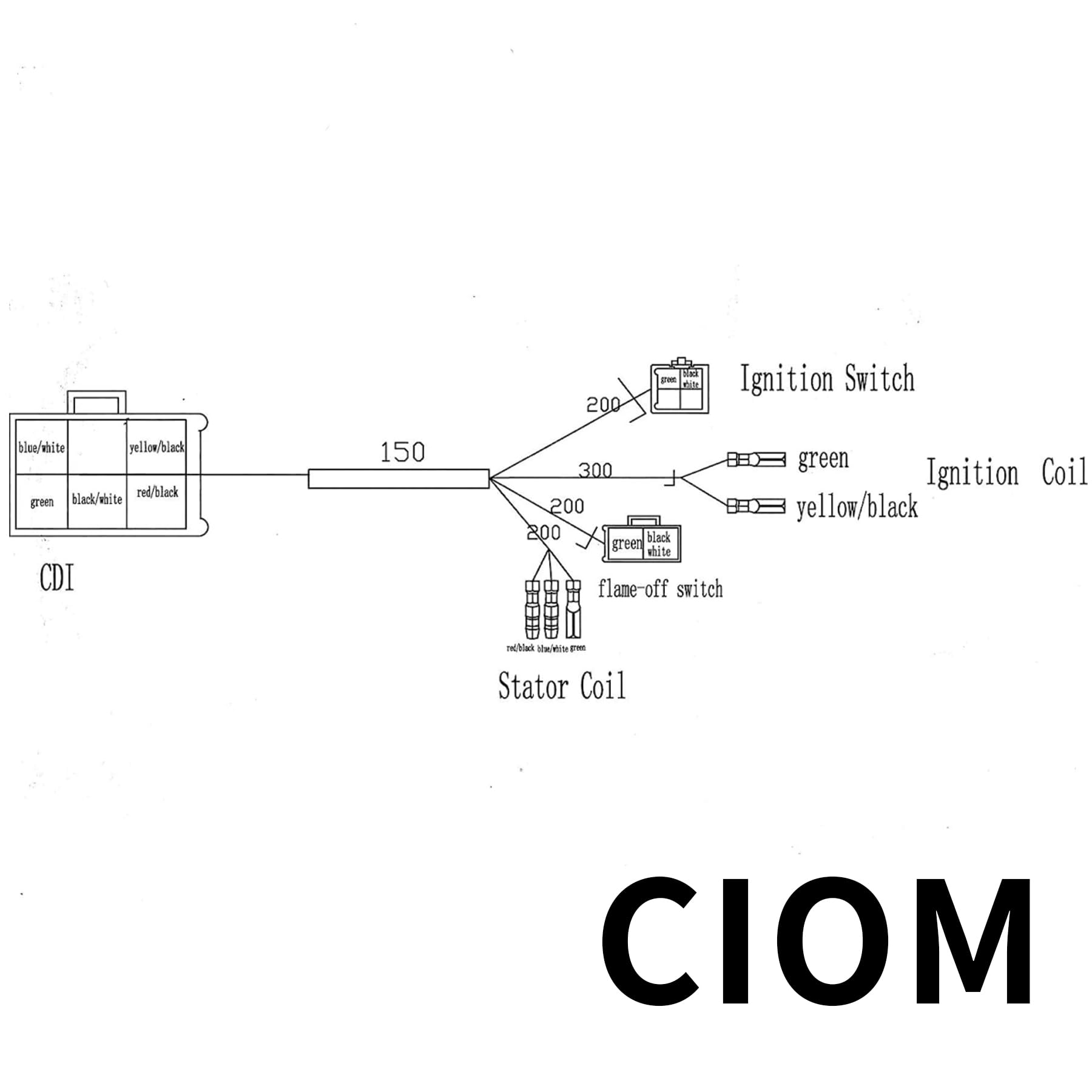 Ciom Magnetoelectric Coils Wiring Loom Harness Kill Switch Ignition Coil Cdi Box Spark Plug Rebuild Kit Kick Start Dirt Pit Bike Atv 50Cc 70Cc 90Cc 110Cc-160Cc Buggy Go Kart Wire Harness