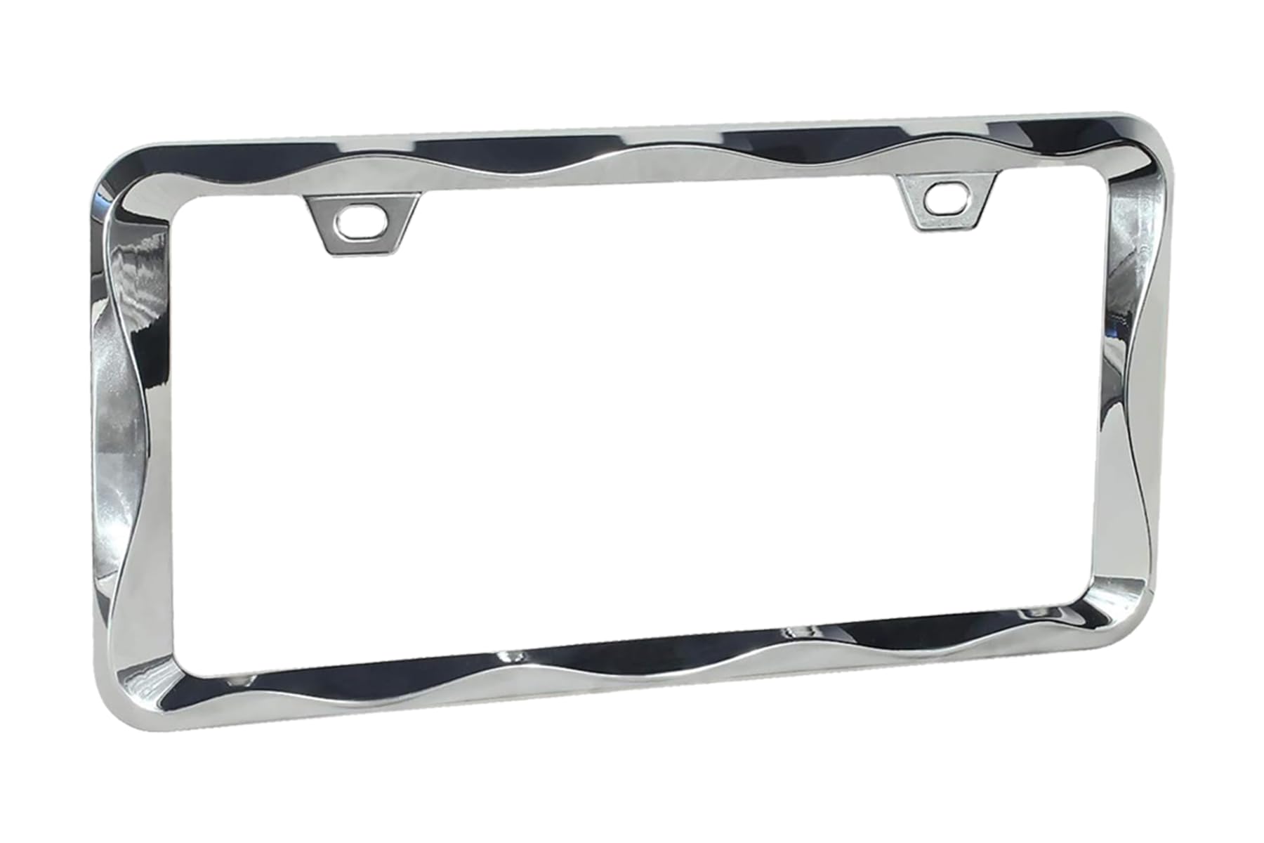 Creathome 3D Curly Wave Pattern Chrome License Plate Frame From Pure Zinc Alloy Metal