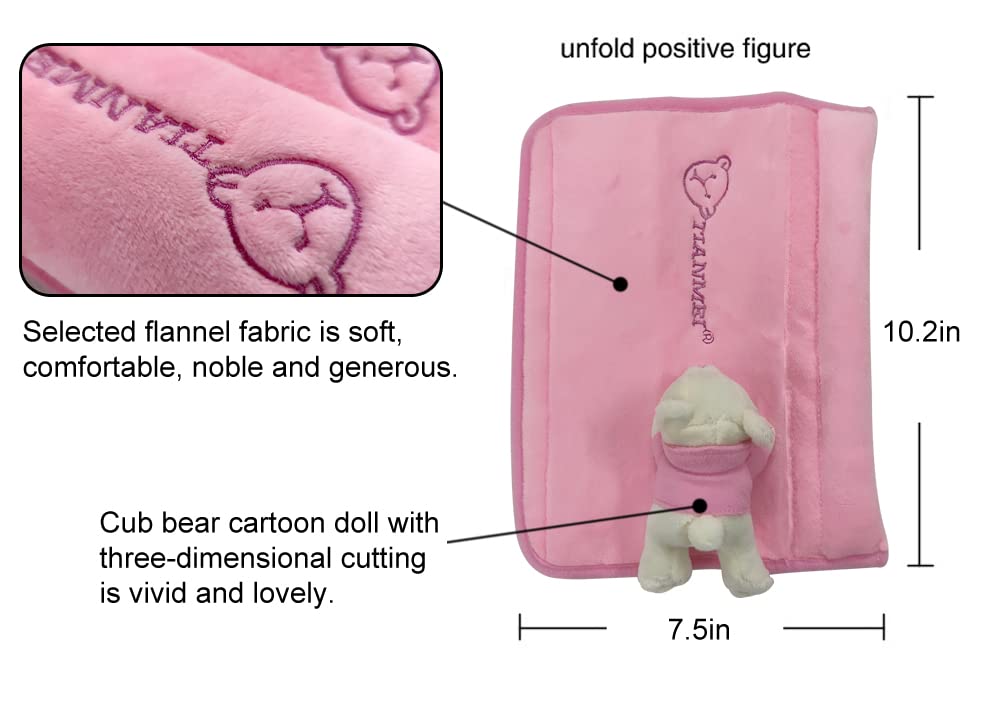 Tianmei 2Pcs Bear Doll Styling Faux Suede Car Seat Belt Strap Cover Shoulder Strap Pad (Pink Color)