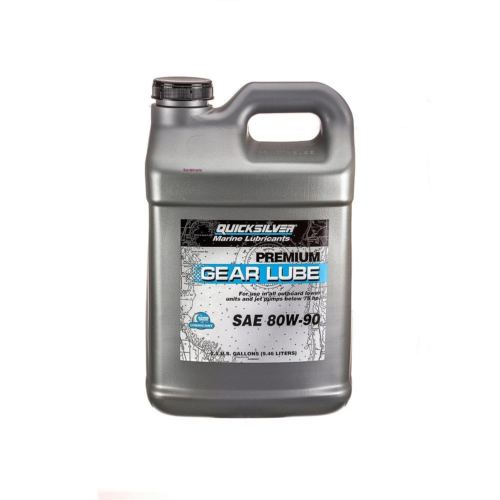 Quicksilver by Mercury Marine 80W-90 Premium Gear Lube, Marine Engine, 2.5 Gallon