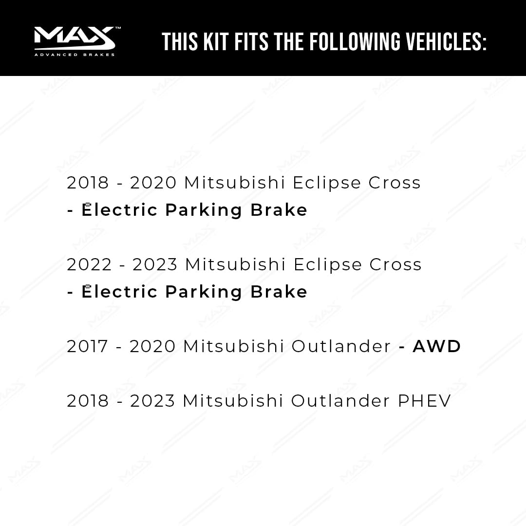 Max Advanced Brakes Rear Brake Kit - Carbon Ceramic, Compatible with 2018-2023 Mitsubishi Eclipse Cross & Outlander PHEV, KT2874