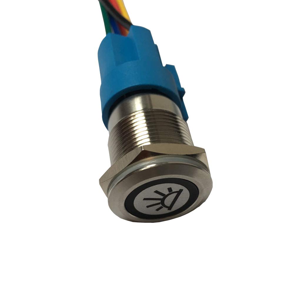 Esupport 12V Car Vehicle Blue Led Light Interior Push Button Metal Toggle Switch Socket Plug 19Mm