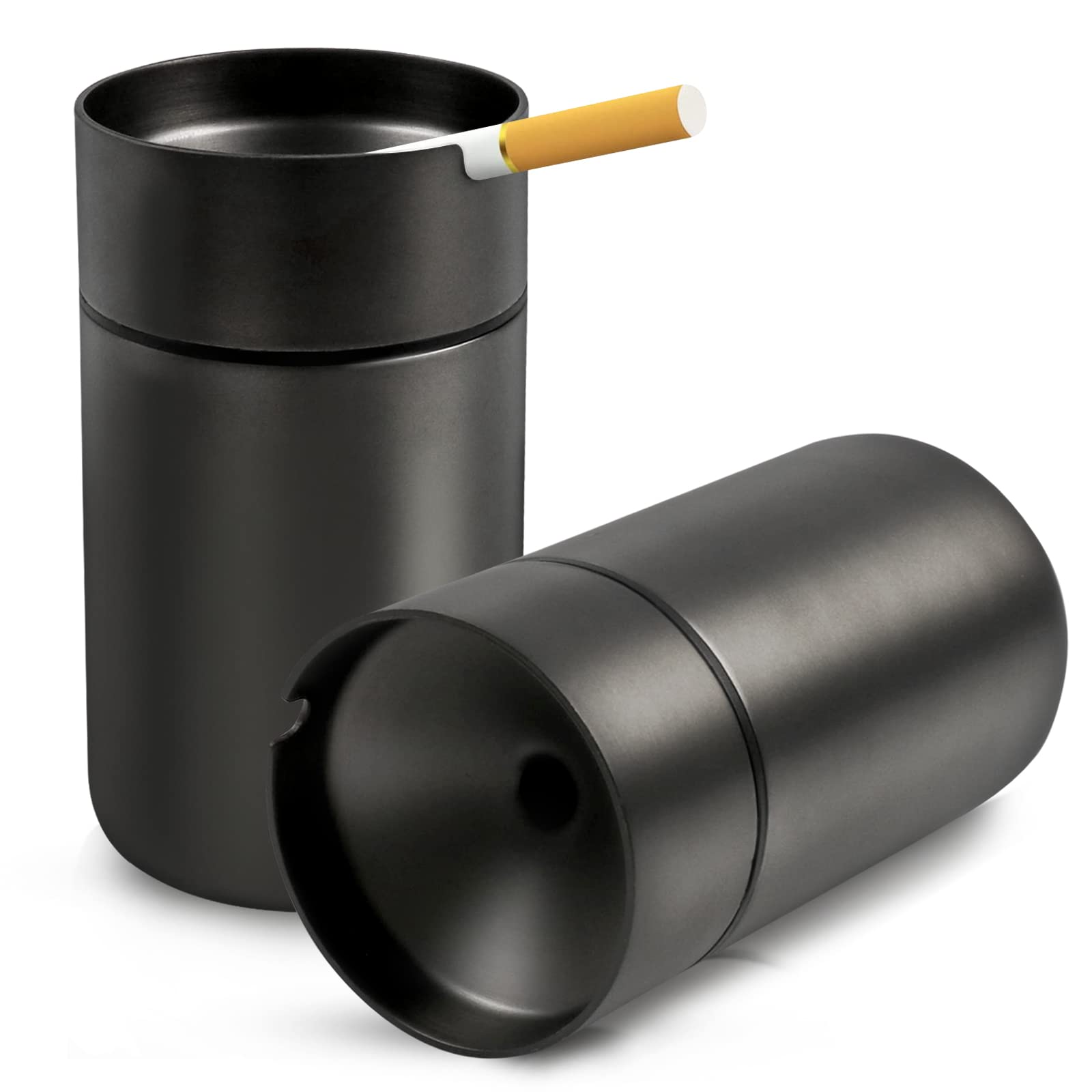 Jocha Car Ashtray Smell Proof Stainless Steel Portable Smokeless Detachable Windproof Self Extinguishing Butt Bucket Ash Tray Fo