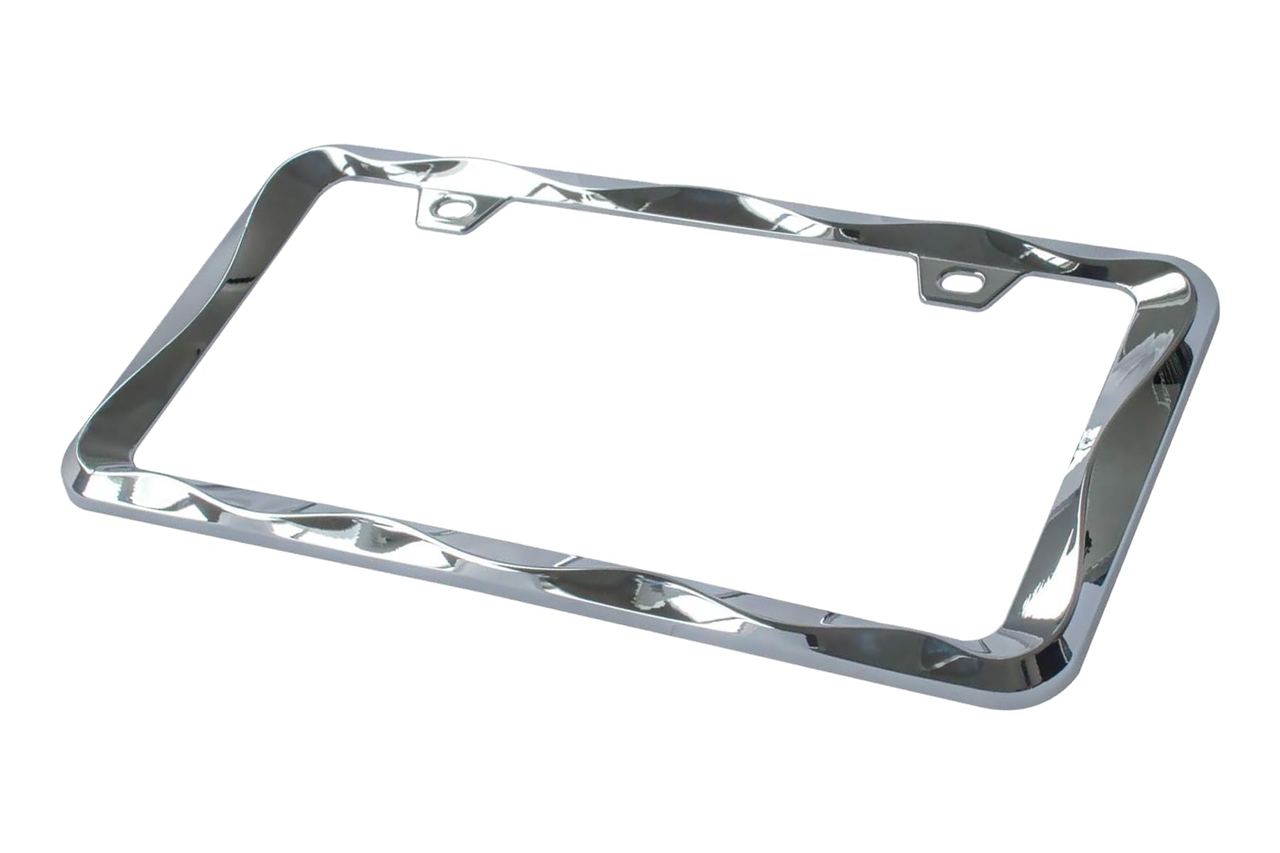 Creathome 3D Curly Wave Pattern Chrome License Plate Frame From Pure Zinc Alloy Metal