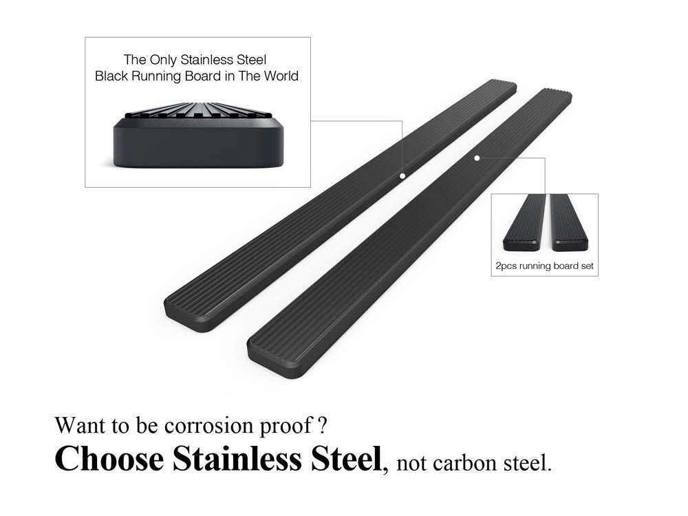 Hd Ridez Stainless Steel Running Board 5' Black Compatible With Jeep Liberty 2002-2007 4-Door (Without Mudflaps Factory Rock Rails Must Be Removed) (Nerf Bar Side Steps Side Bars)