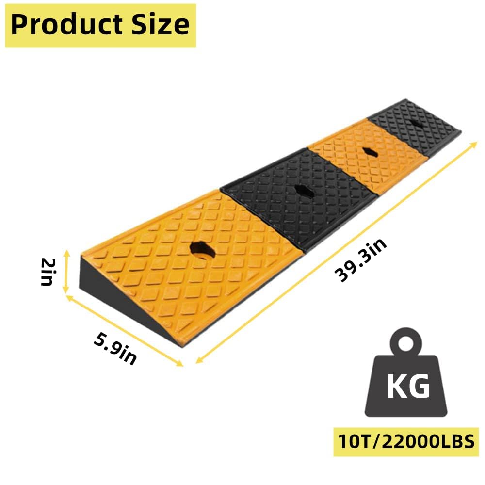 Nisorpa 2'' Rise Rubber Curb Ramp Heavy Duty Vehicle Loading Ramps, Load Capacity 10 Ton, 39.3 X 5.9 X 2 In Driveway Threshold R