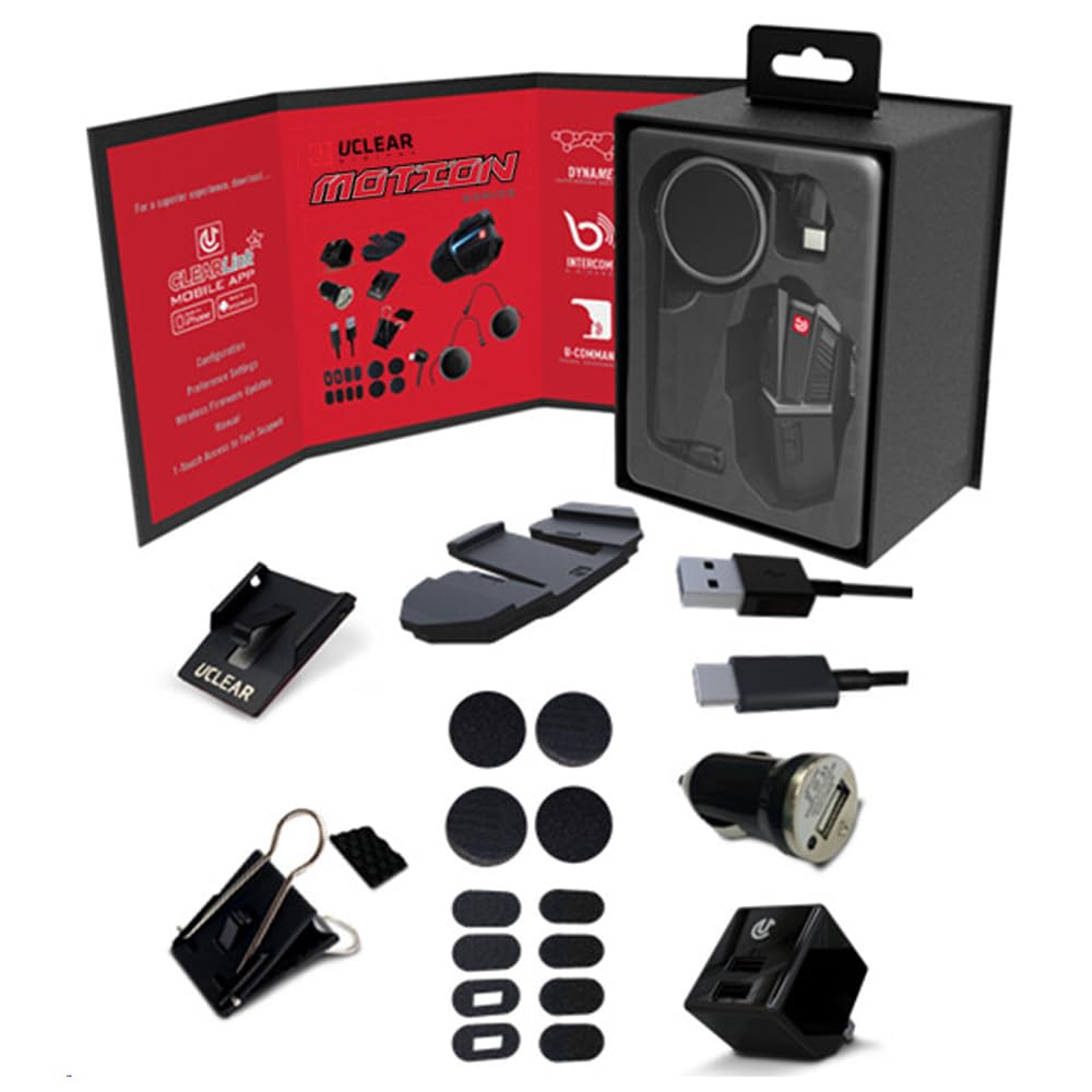 Uclear Digital Motion 4 Lite Bluetooth Helmet Communication System - Single Kit