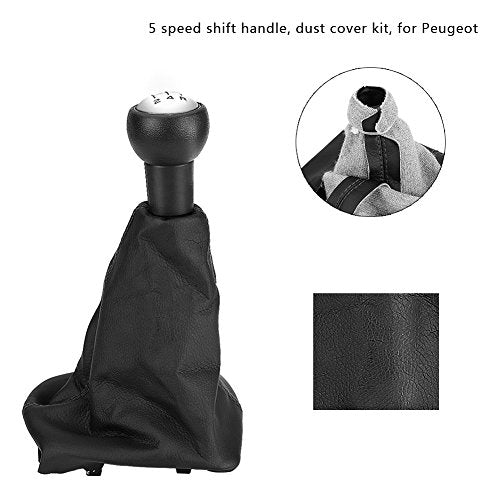 Keenso Gear Shift Cover, 5 Speed Gear Shift Stick Knob Dustproof Cover Gaiter Boot Leather For Peugeot 207307406