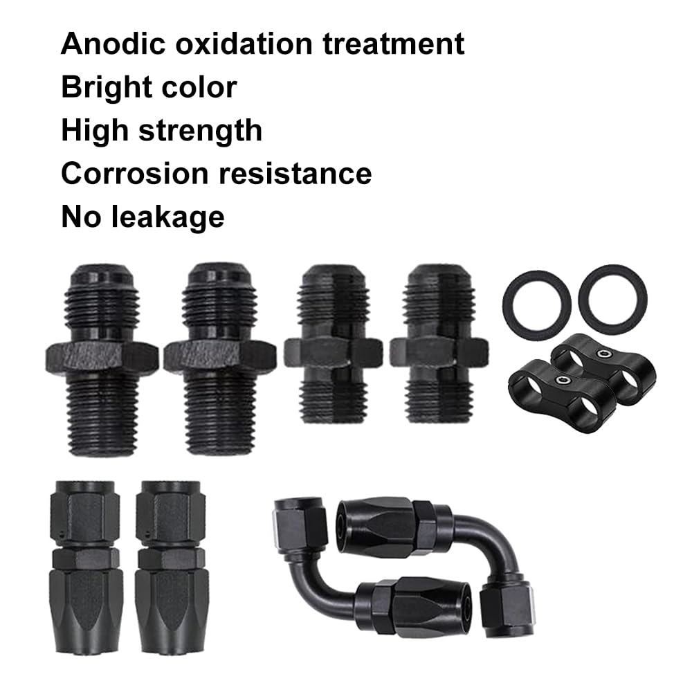 Autoutfit AN6 6AN Automatic Transmission Cooler Lines Kit - Black Nylon Braided Hose for 4L60E 4L65E - 8.98 x 8.5 x
