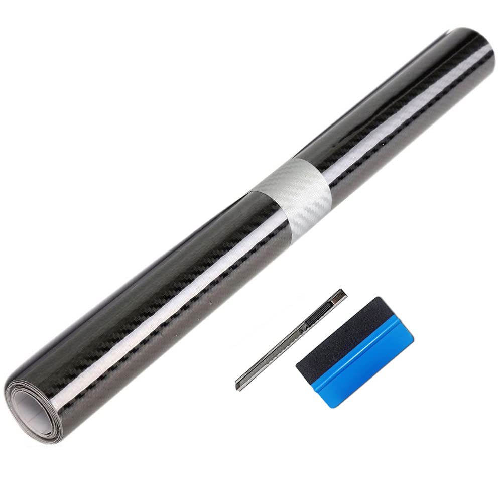 Lzlrun 5D Carbon Fiber Vinyl Wrap - Outdoor Rated For Automotive Use - 1Ft X 5Ft Including Squeegee And Black Felt Applicator