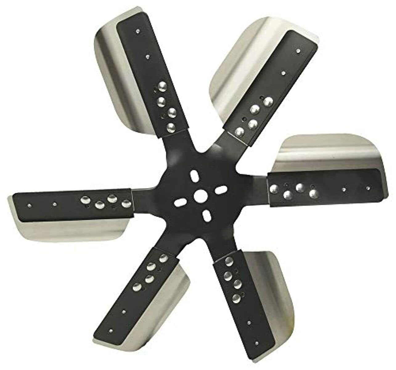 Derale 17018 18'' Heavy Duty Stainless Steel Standard Rotation Flex Fan, Black Hub