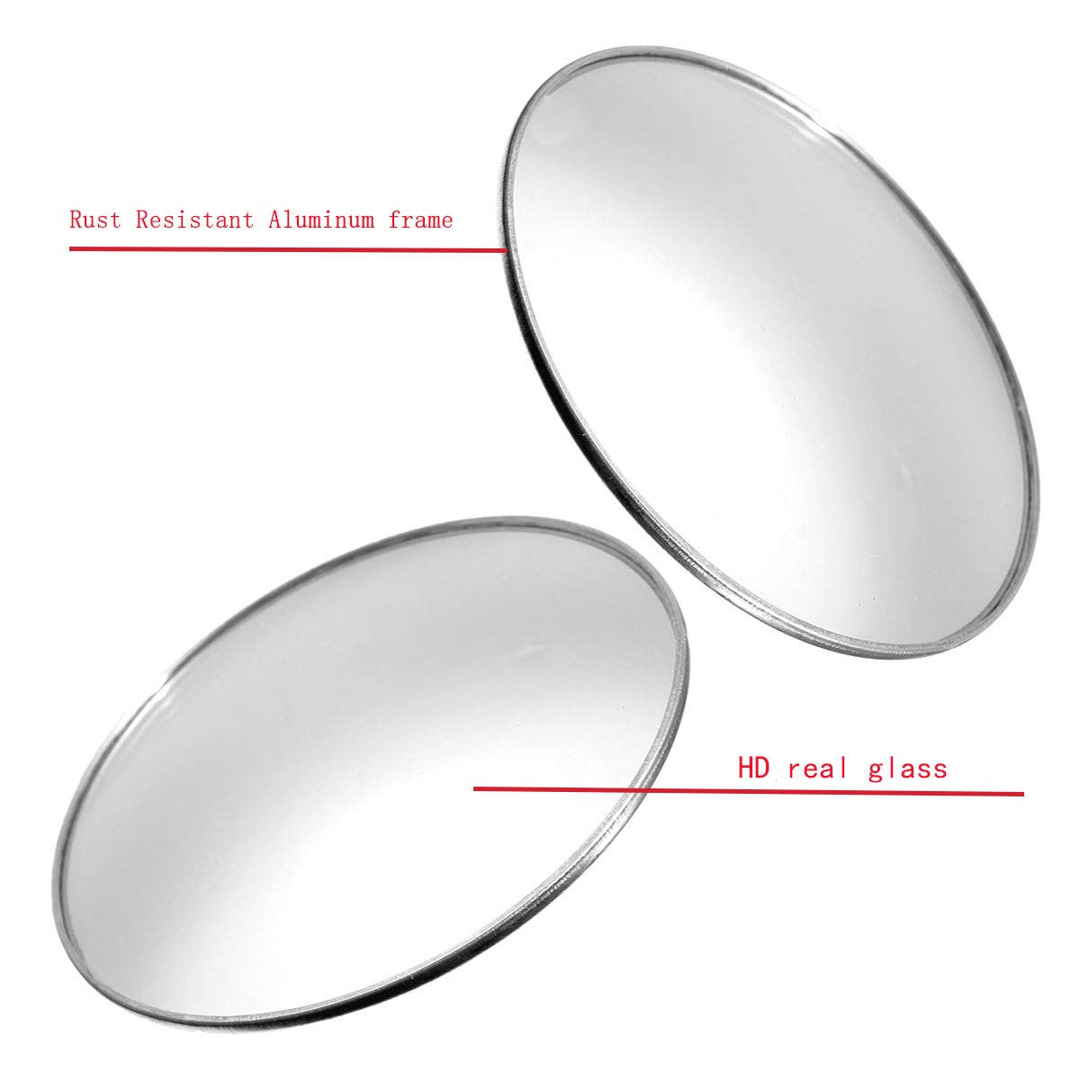 Ampper 4 Pack 3'' Blind Spot Mirrors, Aluminum Frame Glass Convex Rear View Blind Spot Mirrors For Pick-Up Truck, Suv, Van, Larg