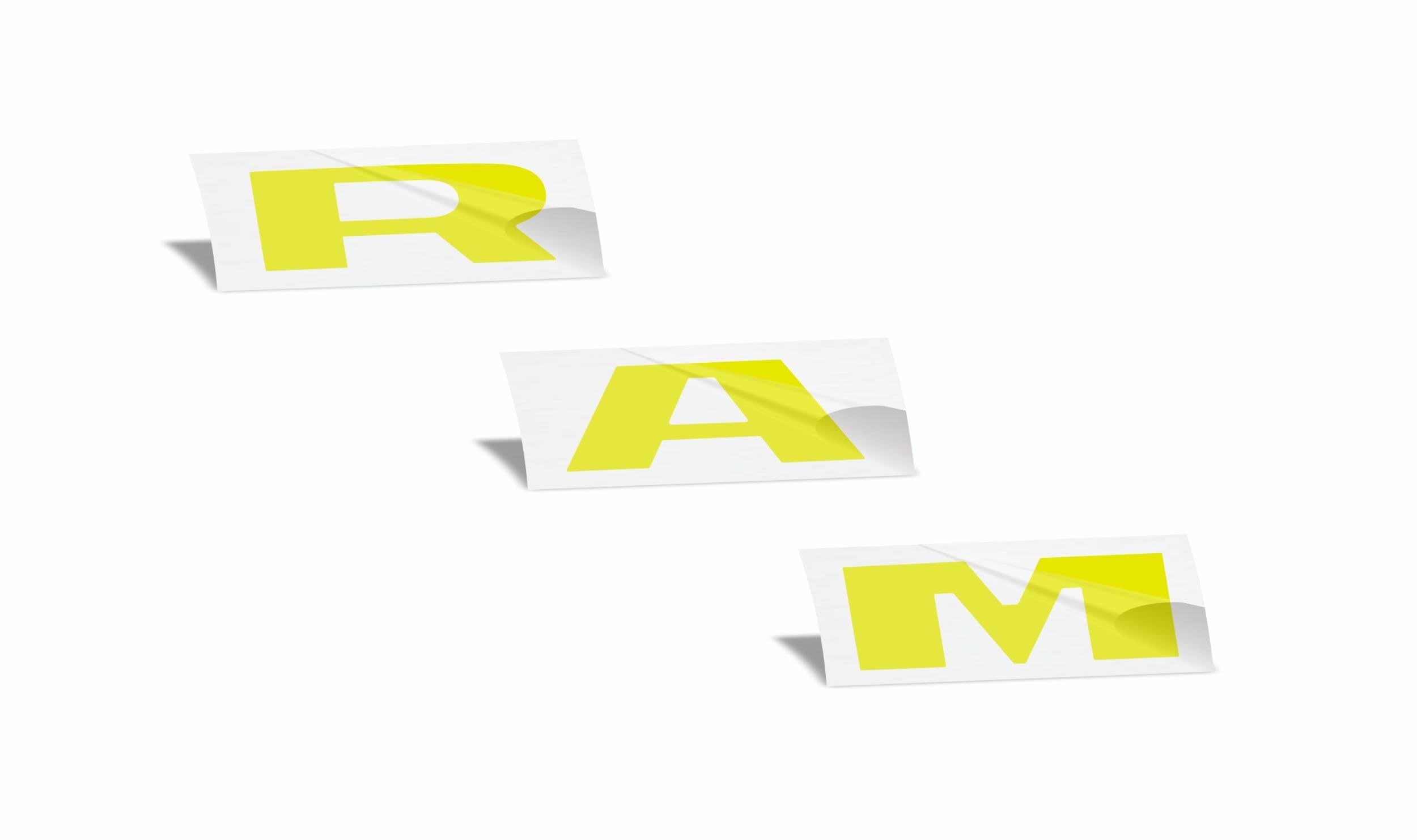 Reflective Concepts RAM Grille Emblem Overlay Decal 2019-2024 Ram 1500, NOT for Classic or TRX (Color: Reflective Lemon Yellow)