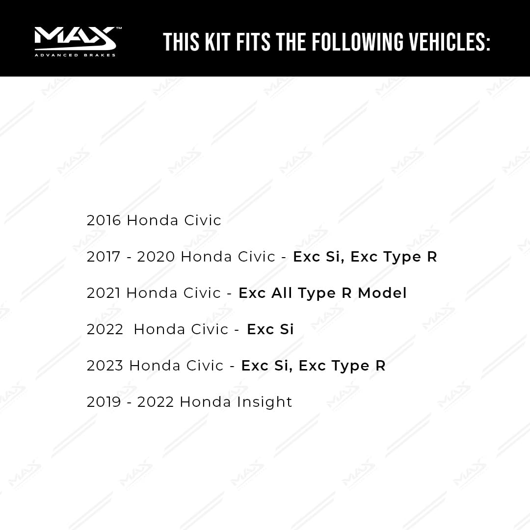 Max Advanced Brakes Rear Brake Kit Compatible With 2016 2017 2018 2019 2020 2021 2022 2023 Honda Civic Insight Replacement Geome