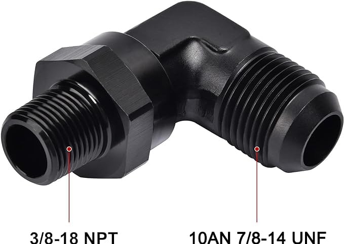 Evil Energy 10An Male Flare To 3/8 '' Npt 90 Degree Swivel Fitting Adapter Aluminum Black