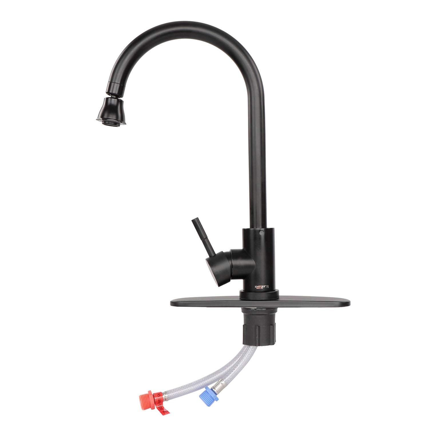 Empire Faucets Rv Kitchen Faucet With Sprayer - Black Gooseneck Kitchen Faucet With Attached Sprayer Spout