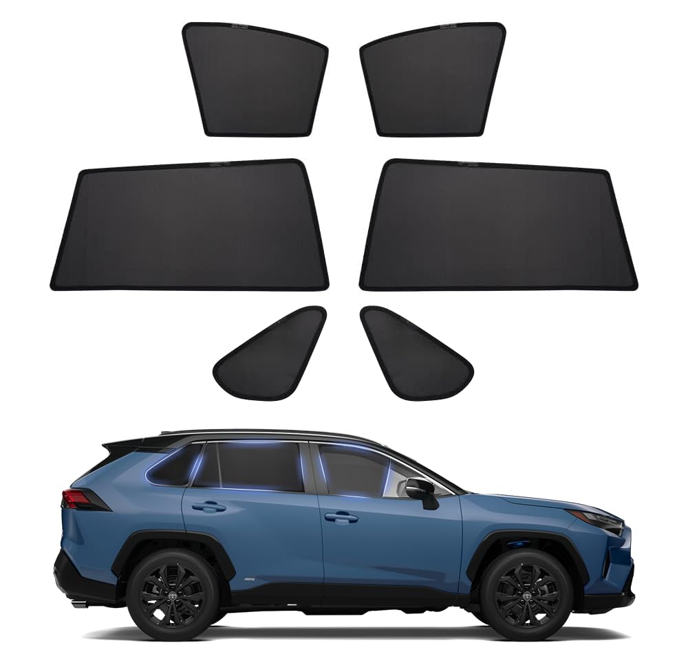 Powerty Compatible with Side Sun Shade Toyota RAV4 2013-2018 Shading Net UV Rays Protection Window Shade 6pcs/Set