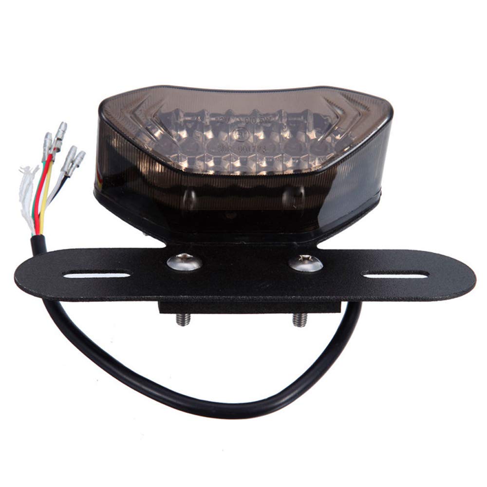 Anki Happigo 12V 16 Led Universal Motorcycle Integrated Brake Tail Running Light Turn Signla License Plate Lamp (Smoked Black Co