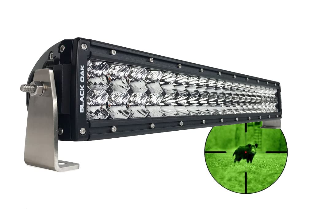 Black Oak Dual Row Infrared Led Light Bar 20- Inch 850Nm - Combo Optics Ip69K Rating Night Vision Tactical Led Light Bar For Off-Road Trucks, Jeep, Atv, Utv, Boats, Fog Driving, Hunting