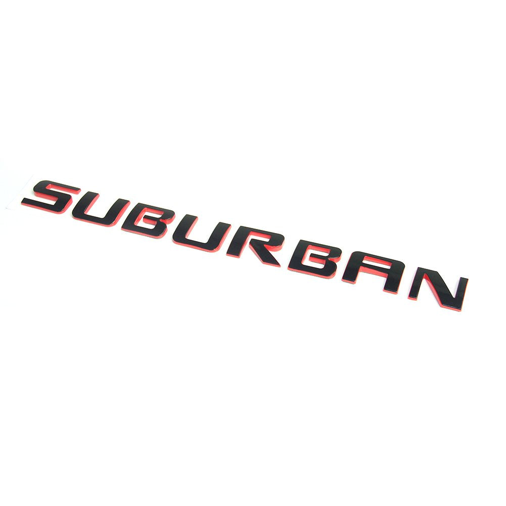 3Pack Oem Suburban Nameplates Emblems Abs Letter 3D Badges Compatible With Suburban Glossy Shiny (Redline)