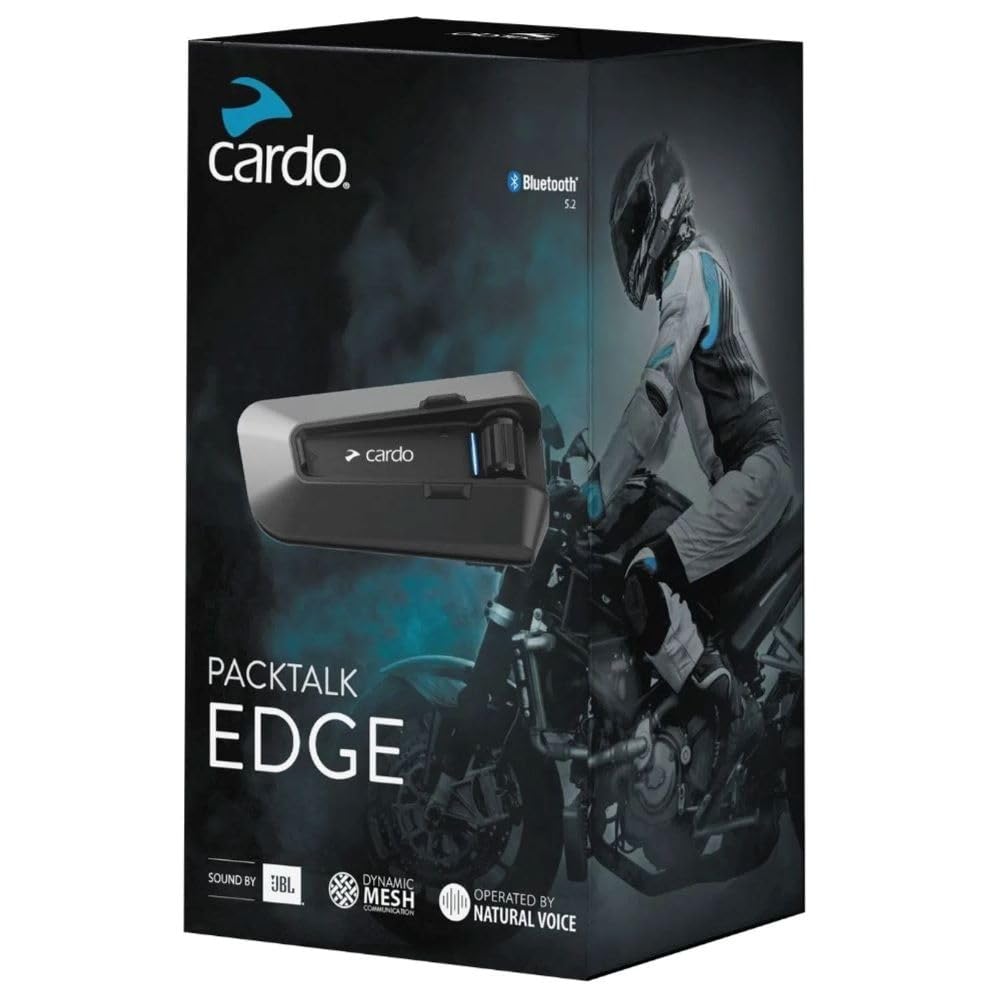 Cardo Packtalk Edge Motorcycle Bluetooth Communication System Headset Intercom - Dual Pack, Black