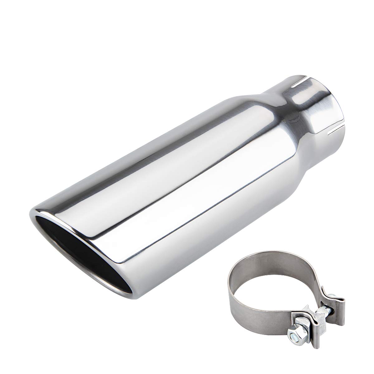 Lcgp 3 Inch Inlet Exhaust Tip 4' Inch Outlet 12' Long Clamp On Stainless Steel Exhaust Tailpipe Tip For Truck Polished