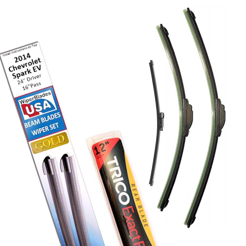 Beam Blade Wipers Replacement Set For 2014 Chevrolet Spark Ev W/Rear - Wiperbladesusa Gold Beam Wiper Blades Wipers Set
