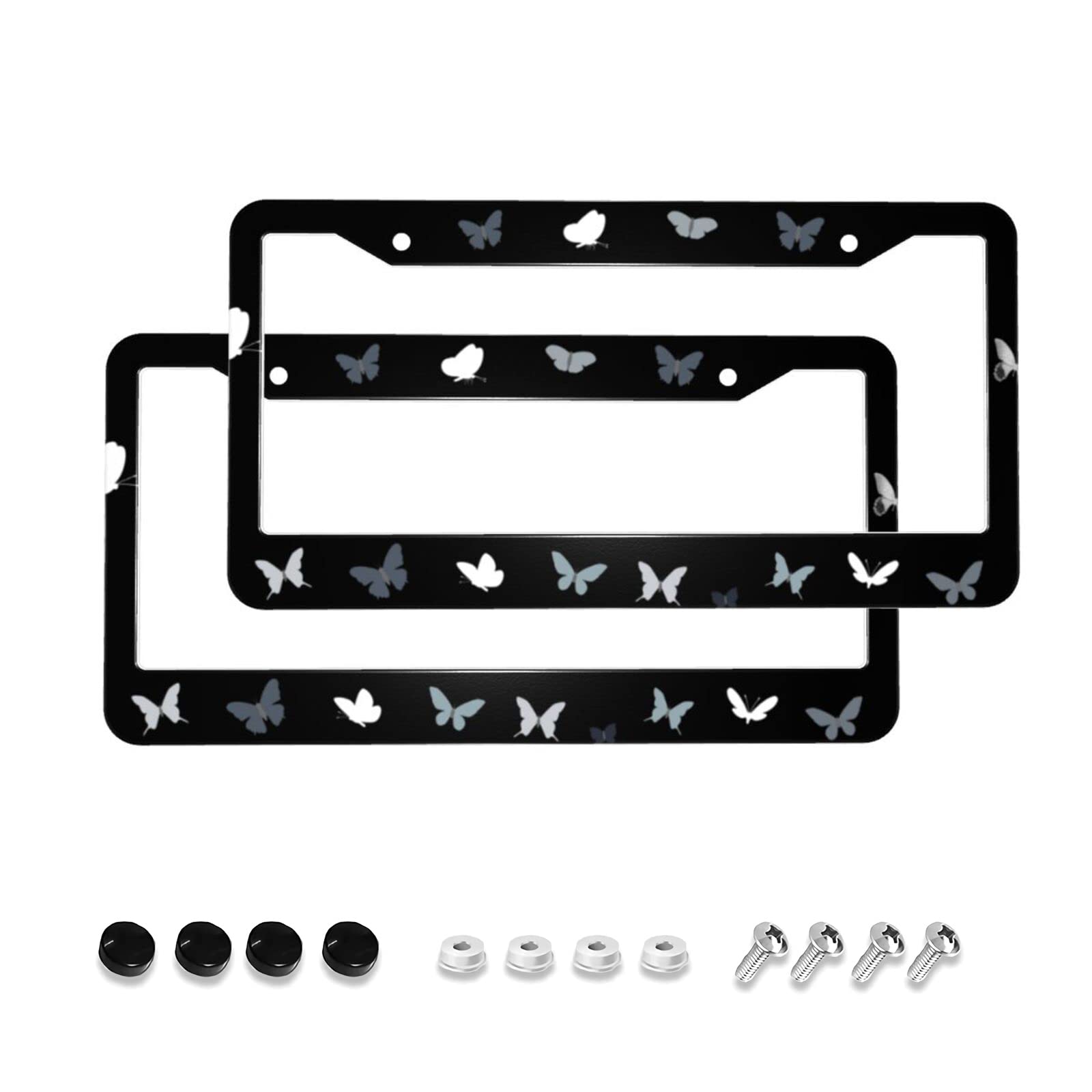 Butterfly License Plate Frame,Cute License Plate Frame For Women, Car Tags Frame Holder Cover Car Accessories 2 Pack 2 Hole Stai