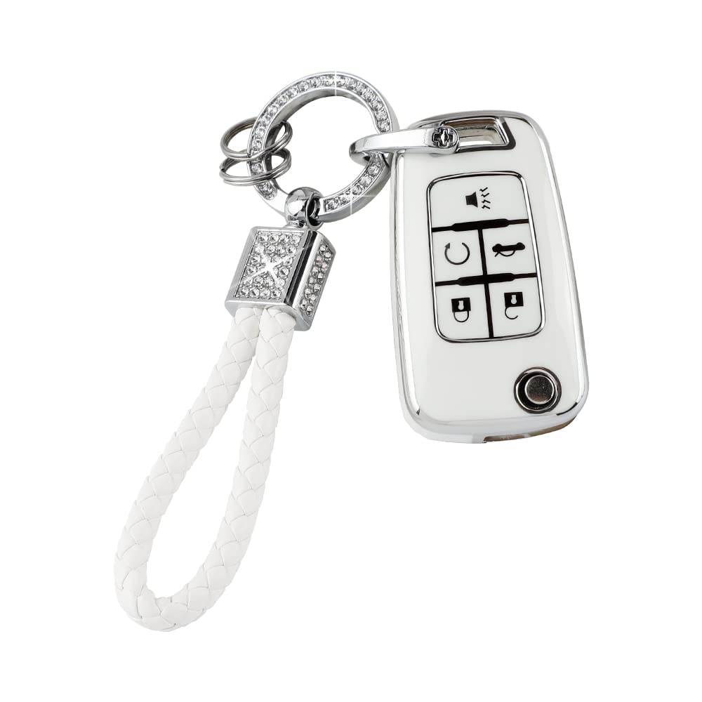 Pifoog Key Fob Cover For Chevy 5 Button Keys Case Shell Protector Tpu Soft Bling Car Keychain Accessories Fit For Equinox Cruze