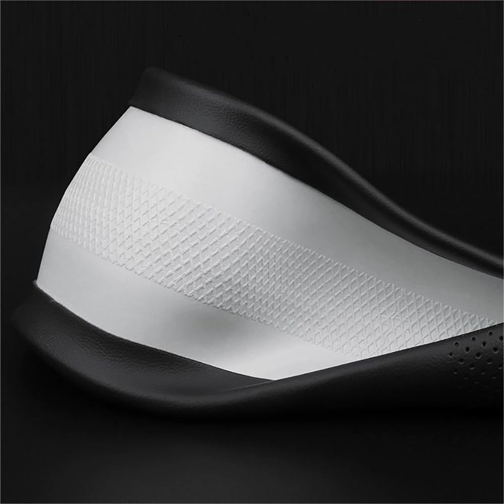 Carodi Leather Car Steering Wheel Cover, Ultra-Thin, Comfortable, Non-Slip, Breathable, Universal 15 Inches (Black)