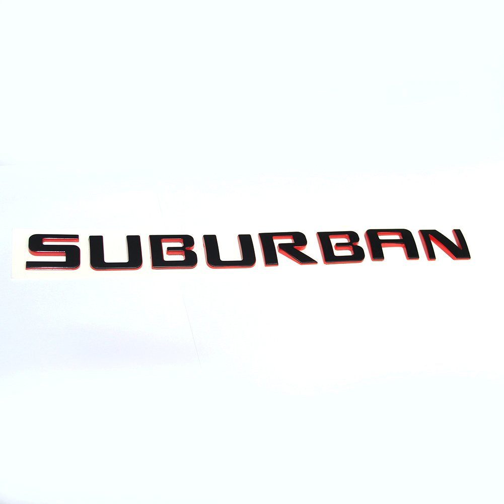 3Pack Oem Suburban Nameplates Emblems Abs Letter 3D Badges Compatible With Suburban Glossy Shiny (Redline)